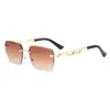 Gafas de sol de moda sin montura para hombre, anti-UV, gafas de sol de corte moderno europeas y americanas, gafas de sol personalizadas para mujer, estilo nuevo