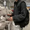 Cardigã de malha com zíper e gola alta meia-altura estilo coreano para homens, versão coreana de outono e inverno, jaqueta suéter solta e casual, moderna