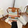 Bolso Tejido de Color Contrastante para Mujer Verano 2026 Nuevo de Moda Bolso de Paja para Teléfono Móvil Estilo Coreano Nicho Bolso Cruzado Simple