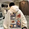 Moletom com Capuz Pesado Estilo Retrô Americano Gehua Masculino Primavera e Outono Forrado com Fleece Marca Tendência High Street Tamanho Grande Bordô Oversize