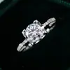 Anillo de Compromiso de Plata Pura S925 Venta Caliente Transfronteriza Anillo de Toro Europeo y Americano con Diamante Moissanita de Un Quilate Venta al por Mayor
