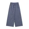 Calça Plissada Masculina de Moda de Rua com Cordão, Design Vibe, Estilo Japonês Versátil, Solta, Perna Larga, Comprimento no Chão