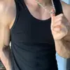 Camiseta interior deportiva negra personalizada para hombre, sudadera de verano para fitness, chaleco para hombre, ropa interior blanca, estilo blanco