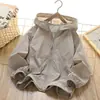 Chaqueta Protectora Solar para Piel para Niños y Niñas, Delgada, Color Sólido, con Capucha, Cierre de Cremallera, Nuevo Top de Manga Larga de Verano para Niños Mayores