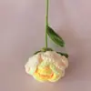 Producto Terminado: Hilo Degradado Rosa, Tallo Único, Ramo para San Valentín y Festival Qixi, Flor de Rosa Tejida con Hilo Simulado