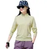 Camiseta de Secado Rápido para Exteriores para Mujer, de Manga Larga, Elástica, Transpirable, Seda de Hielo, para Correr, Absorbente de Sudor, Deportes, Senderismo, Montañismo, Cuello Alto, Ropa de Secado Rápido