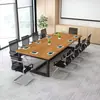 Mesa de Conferencias Larga Simple Moderna Escritorio de Oficina y Combinación de Sillas Estación de Trabajo Sencilla con Computadora de Escritorio para Negociación y Capacitación de Personal
