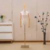 Maniquí de Media Figura Femenina para Escaparate de Tienda de Ropa, Base Galvanizada, Maniquí de Alambre Dorado para Exhibición, Muñeco