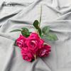 Simulação de veludo rosa única 4 rosas casamento auditório arranjo de flores decoração shopping hotel arranjo de flores flores falsas