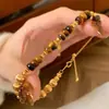 Pulsera Popular de Ojo de Tigre Cepillado Exquisito Ojo de Gato con Cuentas de Xiaohongshu Pulsera Versátil de Lujo Ligero para Mujer Dropshipping