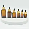 Frasco de Vidro para Óleos Essenciais Yb 10ml-100ml Quadrado Marrom Frasco com Conta-gotas Dispenser Estoque Pronto