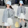Casaco Camisa Xadrez Infantil Estilo Chanel Rosa Azul Dopamina Renda Design Sensação Camisa Nova Tendência Top