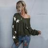 Bai Fen Zhi YiModa Versátil e da Moda para Comércio Exterior Transfronteiriço Roupa Feminina Europeia e Americana Suéter de Tricô com Padrão de Estrela e Franjas