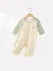 Ropa de una pieza para bebé, Traje de verano para aire acondicionado, Traje para gatear, Tipo ultradelgado, Mameluco sin costuras de jacquard de manga larga