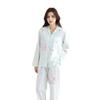 Pijama de Algodón Lyocell Tencel para Mujer Otoño Bordado de Animales Holgado Camisón Conjunto Delgado para el Hogar para Señoras