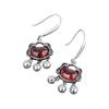 Pendientes de plata de ley S925 con cierre de larga duración para mujer, con granate rojo, estilo vintage, campana antigua, Ruyi Ping An