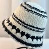 Sombrero de Cubo Tejido a Mano a Juego de Colores Estilo Coreano Otoño e Invierno Cálido Sombrero de Pescador Muestra Cara Pequeña Plegable Combinable Lana Sombrero Cubo