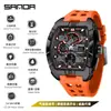 Reloj Deportivo Sanda de Doble Pantalla para Estudiantes de Secundaria, Montañismo al Aire Libre, Hora Mundial, Resistente al Agua, Cuenta Atrás, Versátil, Elegante Reloj Electrónico