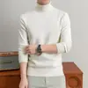 Estilo Old Money Punto de Cuello Alto de Manga Larga Capa Base para Hombre con Lana Cuello Redondo Solapa Simple Jersey Ropa para Hombre