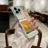 Estampa Retro Pôr do Sol Colagem Capa para Celular Maçã iPhone16pro Capa Macia de TPU Transparente Cobertura Total