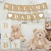 Nuevo Banner Retro de Lino de Bienvenida al Bebé Decoración para Fiesta de Shower de Recién Nacido Decoración de Baby Shower