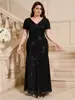 Vestido de Noche Largo Retro Europeo y Americano con Lentejuelas Talla Grande Ajustado