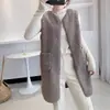 Chaleco de Felpa con Piel Integrada para Mujer, Ropa Exterior de Invierno sin Mangas, Chaqueta Holgada, Engrosada y Cálida A8703
