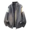 Bestseller transfronterizo: Cárdigan de punto de marca moderna, moda clásica, bloques de color, cuello alto, suéter para hombre, directo del fabricante