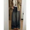Calça Jeans Branca Wide Leg de Cintura Alta para Mulheres, Tendência Inverno 2025 Novo Estilo, Caimento Solto, Emagrecimento, Estilo Relaxado e Preguiçoso, Calça de Comprimento Total