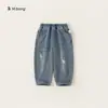 Colección de Mezclilla Otoño Pantalones Casuales para Niños Pantalones Anchos Sueltos Pantalones para Niños Pequeños Pantalones Rectos para Niños de Edad Media Largos