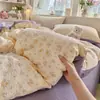 Juego de ropa de cama de cuatro piezas para dormitorio, de gasa de algodón puro, grado A para maternidad e infantil, juego de tres piezas con funda de edredón, sábana y sábana bajera de estilo fresco y sencillo