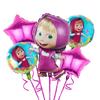 Conjunto de balões Masha e o Urso em forma de desenho animado, decoração de fundo para festa de aniversário infantil, brinquedo, balão de filme de alumínio