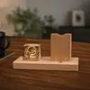 Portalápices de Madera Maciza y Cristal, Luz de Noche, Decoración de Escritorio Feng Shui, Regalo Empresarial Creativo, Regalo de Cumpleaños para Estudiante, Recuerdo