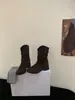 Botas curtas estilo cowboy western retrô francês com salto grosso para mulheres, novo modelo para outono e inverno de 2026