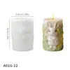 Molde de Silicona para Velas de Columna de Flores de Conejo Cilíndrico de Pascua Transfronterizo, Molde de Cilindro de Flores DIY, Molde de Aromaterapia para Regalo