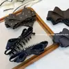 Estilo Coreano Camada Dupla Jeans Laço Presilha Banana Tecido Texturizado Bolinhas Presilha Vertical Parte de Trás da Cabeça Rabo de Cavalo Semi-Preso