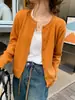 Jaqueta Cardigan Feminina Nova Primavera Outono Roupa de Fora Malha Suéter de Início de Outono Top Solto de Manga Longa Para Roupa de Fora