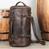 Mochila Vintage de Gran Capacidad de Cuero Genuino Personalizada Bolso para Hombre Bolso de Viaje para Hombre Capa Superior de Cuero Vacuno Mochila de Alta Calidad