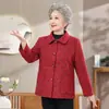 Ropa Nueva de Otoño 2026 para Mujeres de Talla Grande de Mediana Edad y Adultos Mayores, Abrigo de Longitud Media para Abuela de 70 Años con Cuello Estampado, Ropa para Adultos Mayores