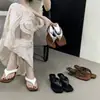 Pantuflas Europeas y Americanas de Comercio Exterior con Estampado de Leopardo, Tacón de Cuña, Punta de Tira y Punta Cuadrada para Mujer, Nuevo Estilo de Nicho con Tacón Único, Adecuadas para Combinar con Vestidos, Sandalias de Moda