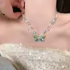 Collar de doble capa con cuentas de mariposa súper hada para mujer 2025 nuevo estilo único de alta gama cadena para clavícula accesorios de nicho geniales