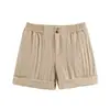 Comercio Exterior Ropa de Mujer 2026 Verano Nuevo Estilo Moda Europea y Americana Versátil Dobladillo Enrollado Pantalones Cortos Casuales 9929024