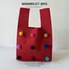 Bolso Lindo Estilo Coreano con Pompones, Bolso Tote Versátil de Punto, Bolso de Hombro para Exteriores, Bolso de Muñeca, Hecho a Medida