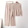Conjunto de Suéter Casual de Moda 2026 con Cremallera para Mujer, Sudadera de Estilo Perezoso de Otoño y Pantalones de Punto de Pierna Ancha, Conjunto Versátil de Dos Piezas