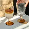 Copo de Chá de Frutas Listrado de Pé Alto Ins, Copo de Vidro Popular para Água com Gás, Suco, Bebidas Geladas, Copo de Mojito