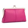 Bolso de mano largo con clip de moda simple de cuero genuino, nueva billetera de piel de vaca de primera capa, bolso de almacenamiento dorado con boca, gran capacidad