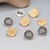 Prata de lei S925 banhada a ouro Botão com caractere Xi Acessórios vintage botão preto tinta envelhecida Material para artesanato DIY Joias