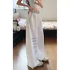 Pantalones deportivos tipo estrella y letra con pedrería para mujer, estilo americano, corte holgado, caída fluida, adelgazantes, pierna ancha, pierna curva, pantalones casuales, pantalones largos