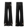 Calça Jeans Flare Bordada a Ouro com Pena de Fênix para Homem 2026 Nova Coleção Primavera/Inverno Calça Casual Slimming e que Aumenta a Altura Longa para Mulher Tendência
