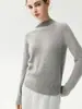 Suéter de Cachemira de Cuello Medio para Mujer Otoño/Invierno 2026, Manga Raglán, Sencillo y Ajustado, Capa Base de Punto para el Trabajo